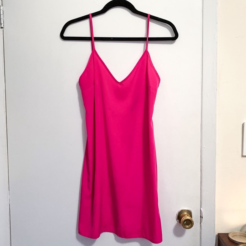 Hot pink slip dress